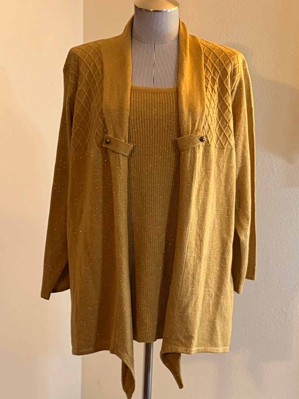 Blair Gold Open-Front Sweater Cardigan Set